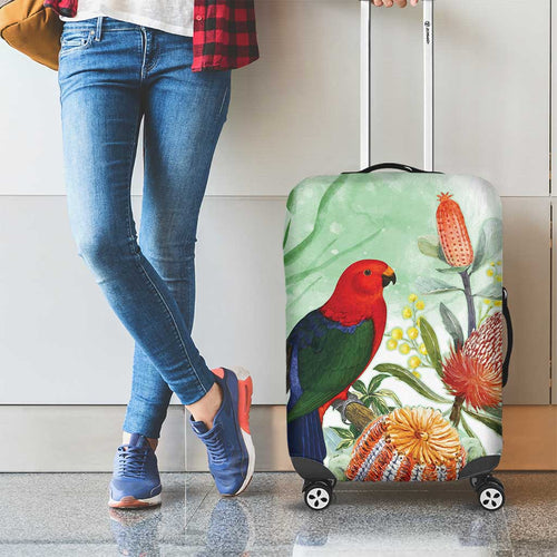 King Parrot Australia Luggage Cover Alisterus Scapularis Banksia Watercolor - Aussie Hoodie