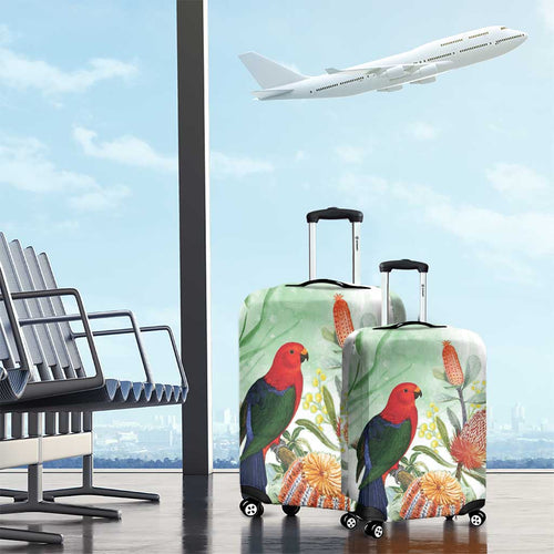 King Parrot Australia Luggage Cover Alisterus Scapularis Banksia Watercolor - Aussie Hoodie