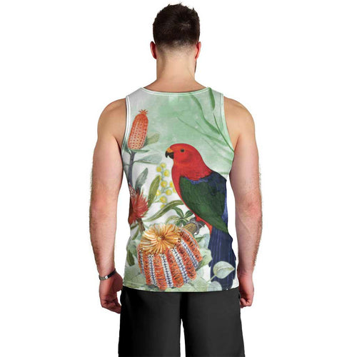 King Parrot Australia Men Tank Top Alisterus Scapularis Banksia Watercolor - Aussie Hoodie