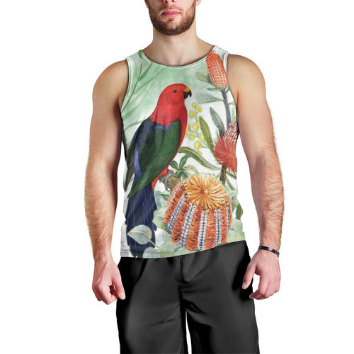 King Parrot Australia Men Tank Top Alisterus Scapularis Banksia Watercolor - Aussie Hoodie