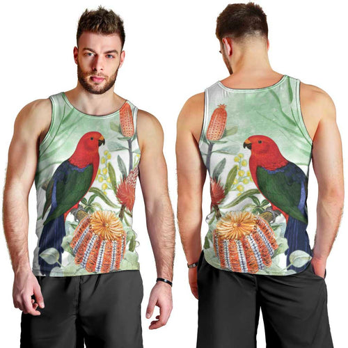 King Parrot Australia Men Tank Top Alisterus Scapularis Banksia Watercolor - Aussie Hoodie