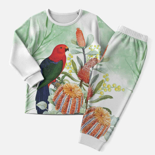 King Parrot Australia Christmas Pajama Set Alisterus Scapularis Banksia Watercolor - Aussie Hoodie
