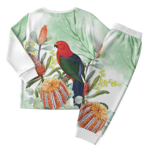 King Parrot Australia Christmas Pajama Set Alisterus Scapularis Banksia Watercolor - Aussie Hoodie
