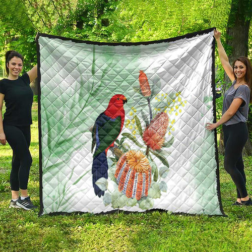 King Parrot Australia Quilt Alisterus Scapularis Banksia Watercolor - Aussie Hoodie