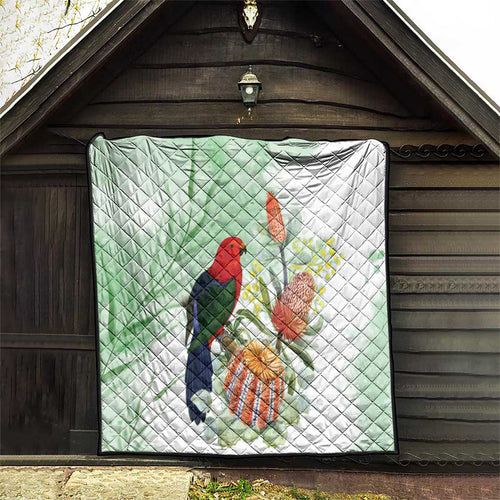 King Parrot Australia Quilt Alisterus Scapularis Banksia Watercolor - Aussie Hoodie