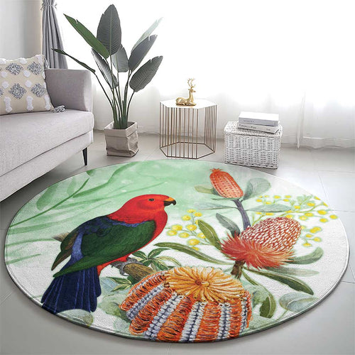 King Parrot Australia Round Carpet Alisterus Scapularis Banksia Watercolor - Aussie Hoodie
