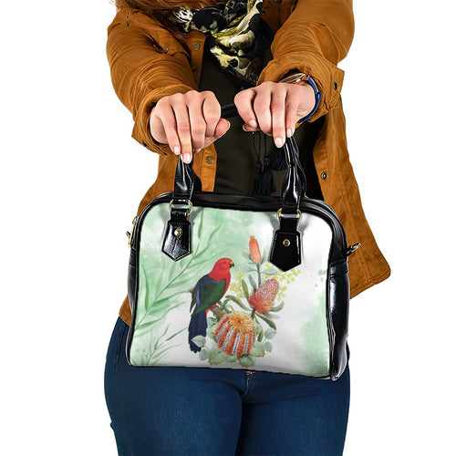 King Parrot Australia Shoulder Handbag Alisterus Scapularis Banksia Watercolor - Aussie Hoodie