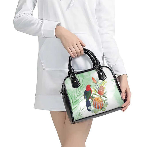King Parrot Australia Shoulder Handbag Alisterus Scapularis Banksia Watercolor - Aussie Hoodie