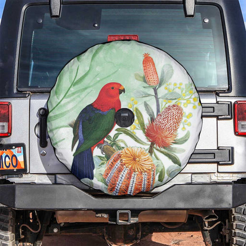 King Parrot Australia Spare Tire Cover Alisterus Scapularis Banksia Watercolor - Aussie Hoodie