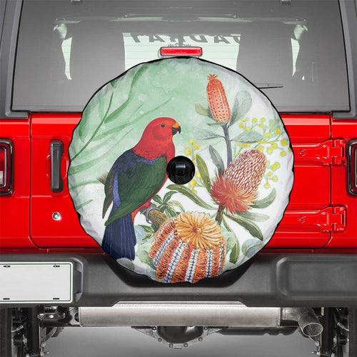 King Parrot Australia Spare Tire Cover Alisterus Scapularis Banksia Watercolor - Aussie Hoodie