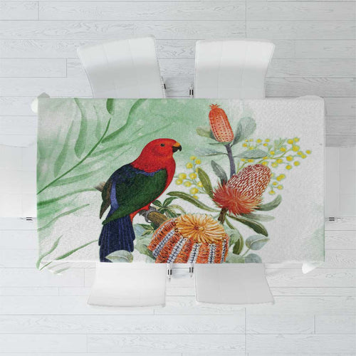 King Parrot Australia Tablecloth Alisterus Scapularis Banksia Watercolor - Aussie Hoodie
