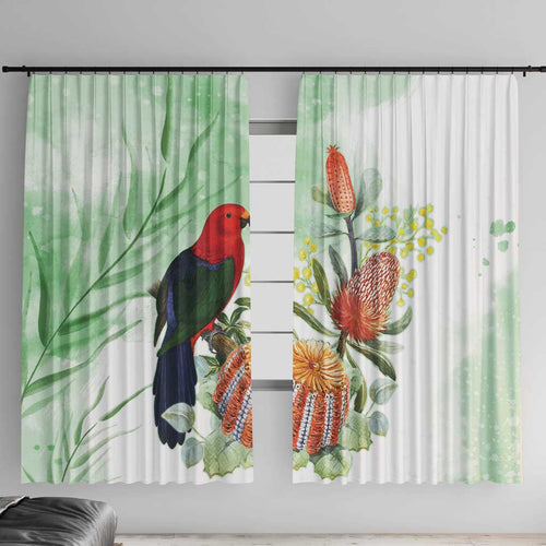 King Parrot Australia Window Curtain Alisterus Scapularis Banksia Watercolor - Aussie Hoodie