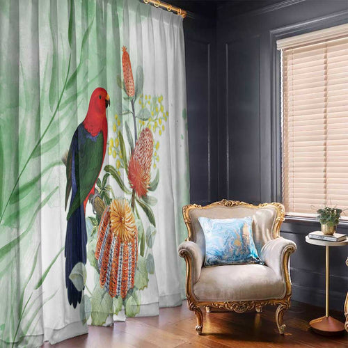King Parrot Australia Window Curtain Alisterus Scapularis Banksia Watercolor - Aussie Hoodie