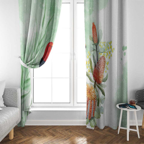 King Parrot Australia Window Curtain Alisterus Scapularis Banksia Watercolor - Aussie Hoodie