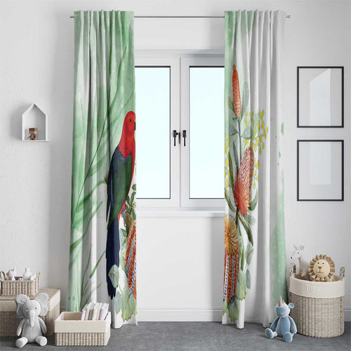 King Parrot Australia Window Curtain Alisterus Scapularis Banksia Watercolor - Aussie Hoodie