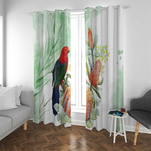 King Parrot Australia Window Curtain Alisterus Scapularis Banksia Watercolor - Aussie Hoodie