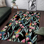 Eastern Rosella Australia Area Rug Eucalyptus Blossom Seamless Style - Aussie Hoodie