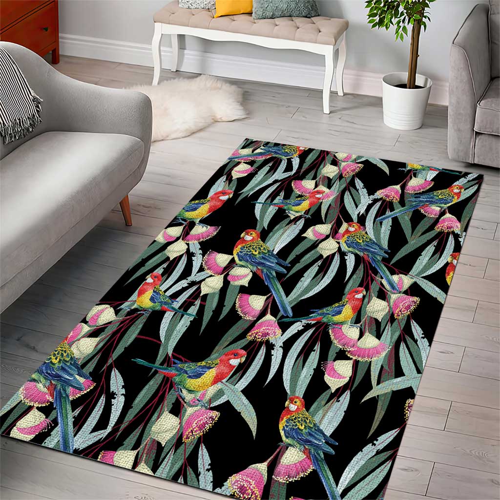 Eastern Rosella Australia Area Rug Eucalyptus Blossom Seamless Style - Aussie Hoodie