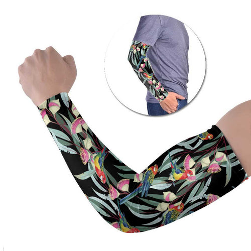 Eastern Rosella Australia Arm Sleeves Eucalyptus Blossom Seamless Style - Aussie Hoodie