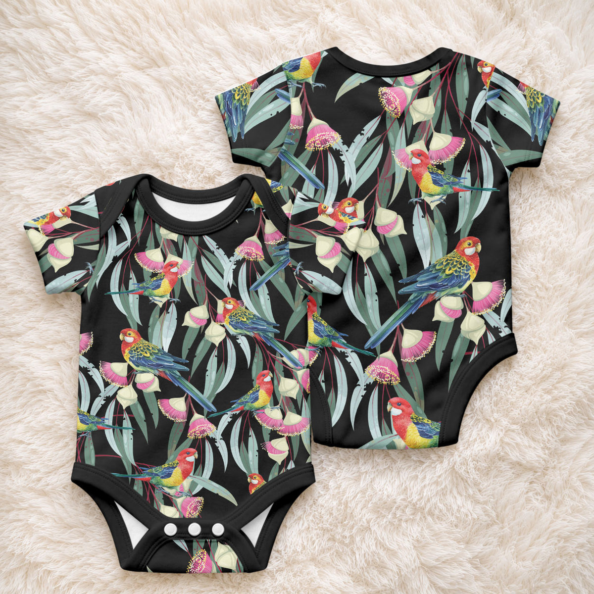 Eastern Rosella Australia Baby Onesie Eucalyptus Blossom Seamless Style
