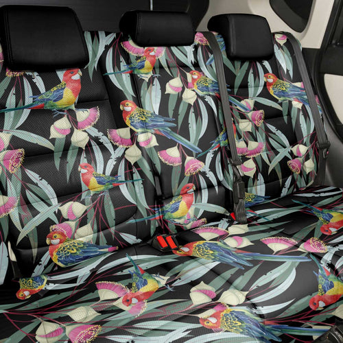 Eastern Rosella Australia Back Car Seat Cover Eucalyptus Blossom Seamless Style - Aussie Hoodie