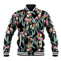 Eastern Rosella Australia Baseball Jacket Eucalyptus Blossom Seamless Style - Aussie Hoodie