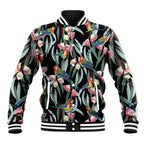 Eastern Rosella Australia Baseball Jacket Eucalyptus Blossom Seamless Style - Aussie Hoodie
