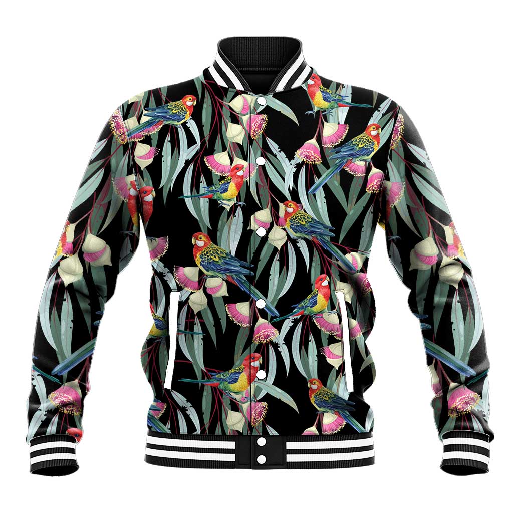 Eastern Rosella Australia Baseball Jacket Eucalyptus Blossom Seamless Style - Aussie Hoodie