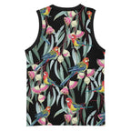 Eastern Rosella Australia Basketball Jersey Eucalyptus Blossom Seamless Style - Aussie Hoodie