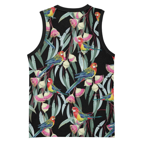 Eastern Rosella Australia Basketball Jersey Eucalyptus Blossom Seamless Style - Aussie Hoodie