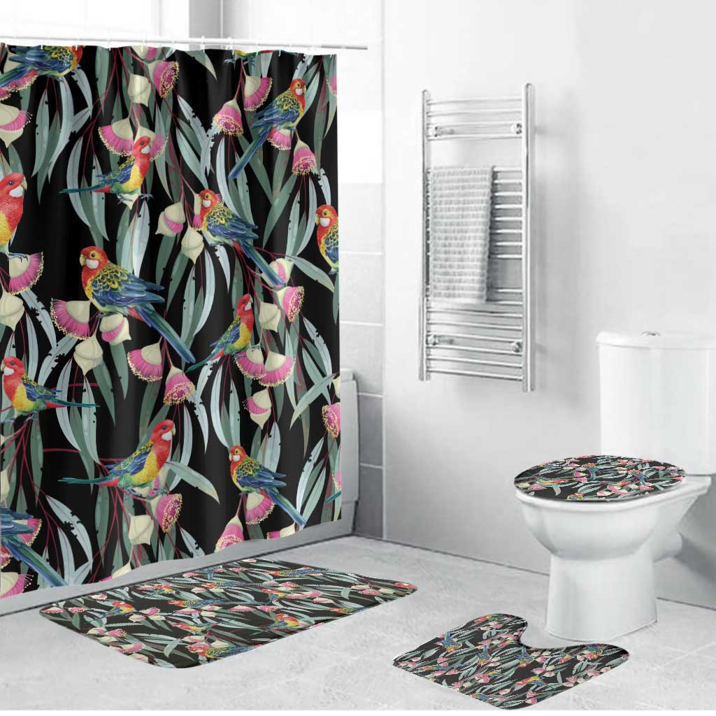 Eastern Rosella Australia Bathroom Set Eucalyptus Blossom Seamless Style - Aussie Hoodie