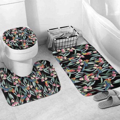 Eastern Rosella Australia Bathroom Set Eucalyptus Blossom Seamless Style - Aussie Hoodie