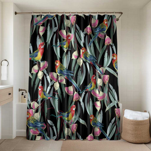 Eastern Rosella Australia Bathroom Set Eucalyptus Blossom Seamless Style - Aussie Hoodie