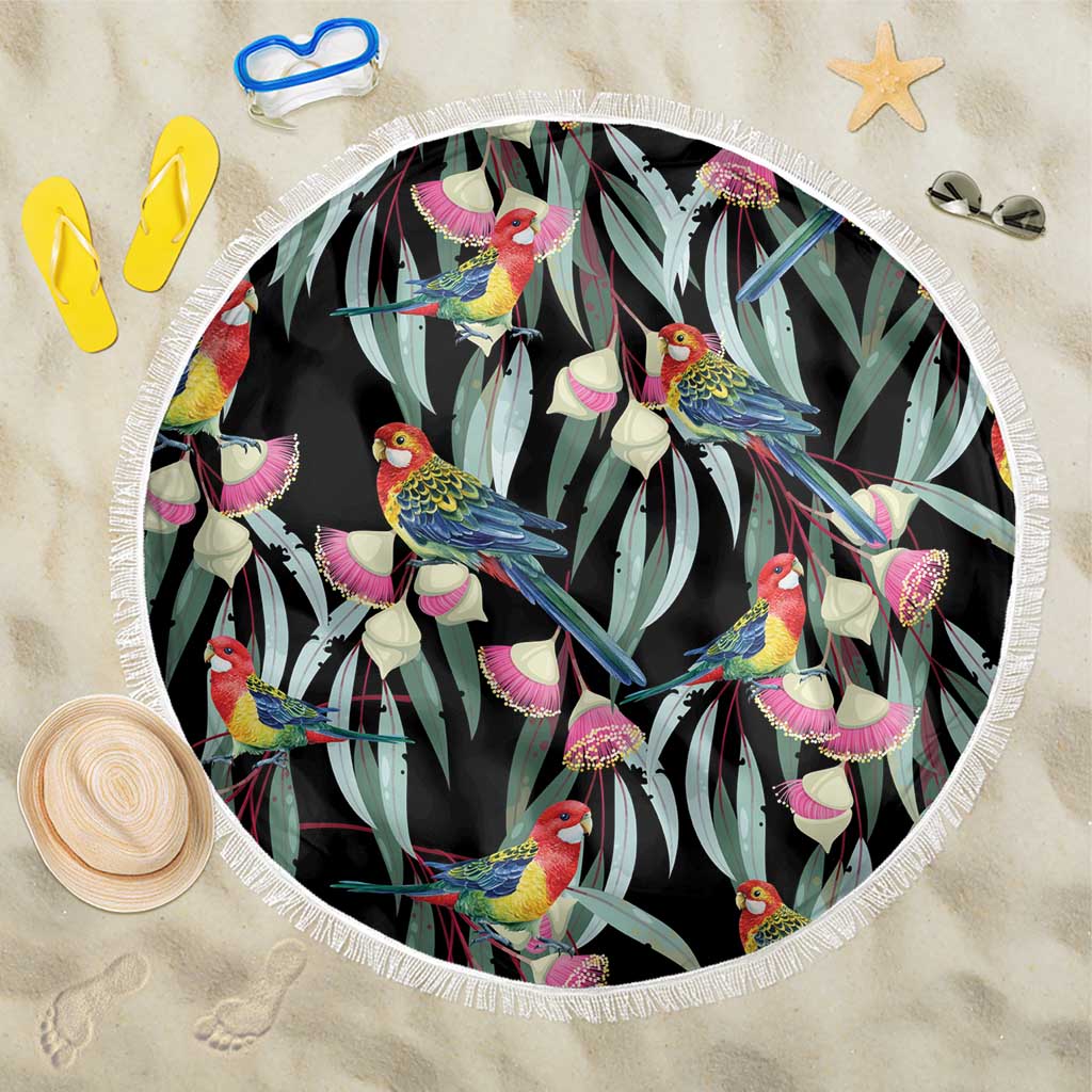 Eastern Rosella Australia Beach Blanket Eucalyptus Blossom Seamless Style - Aussie Hoodie