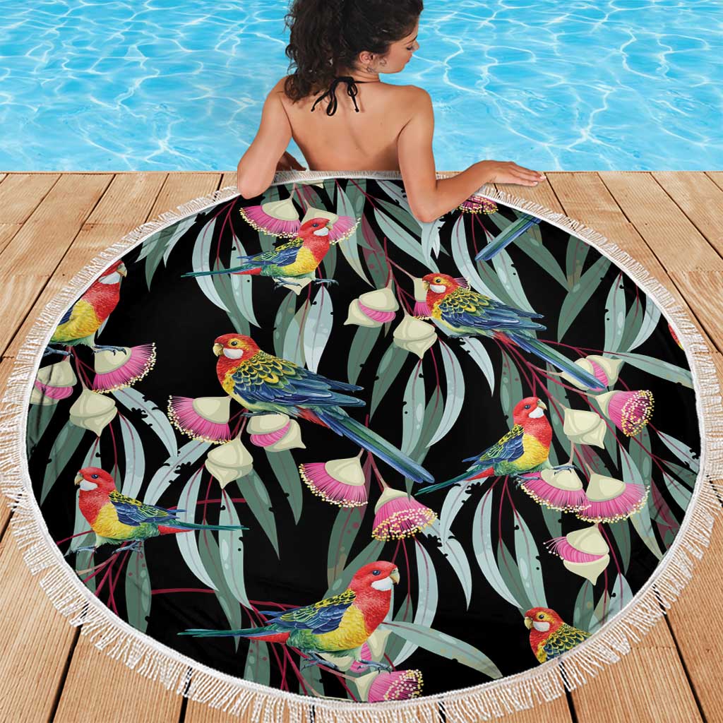 Eastern Rosella Australia Beach Blanket Eucalyptus Blossom Seamless Style - Aussie Hoodie