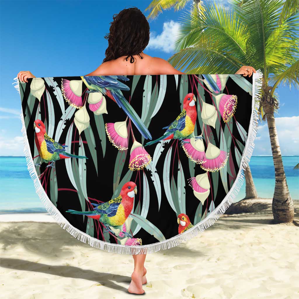 Eastern Rosella Australia Beach Blanket Eucalyptus Blossom Seamless Style - Aussie Hoodie