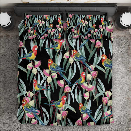 Eastern Rosella Australia Bedding Set Eucalyptus Blossom Seamless Style - Aussie Hoodie