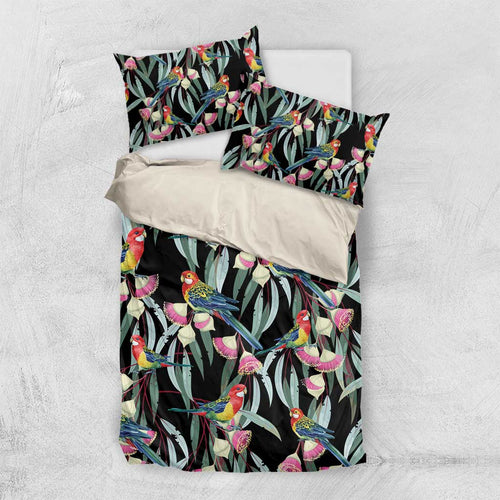 Eastern Rosella Australia Bedding Set Eucalyptus Blossom Seamless Style - Aussie Hoodie
