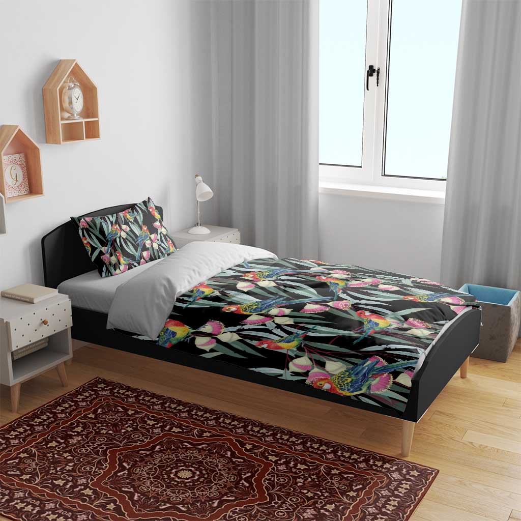 Eastern Rosella Australia Bedding Set Eucalyptus Blossom Seamless Style - Aussie Hoodie
