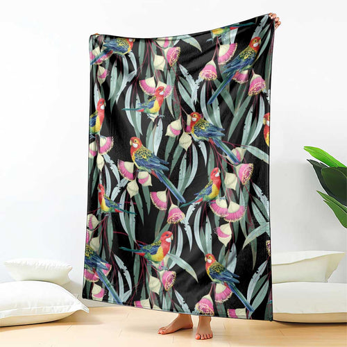 Eastern Rosella Australia Blanket Eucalyptus Blossom Seamless Style - Aussie Hoodie