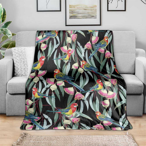Eastern Rosella Australia Blanket Eucalyptus Blossom Seamless Style - Aussie Hoodie