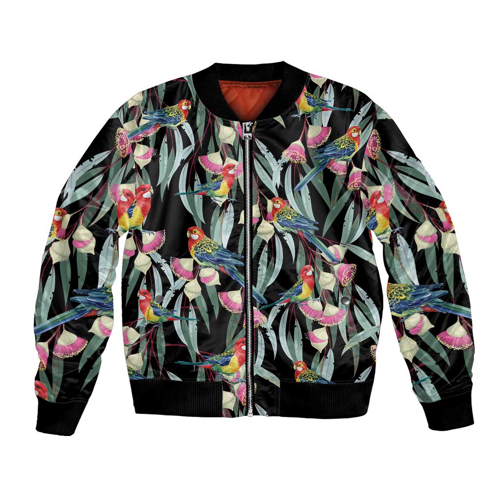 Eastern Rosella Australia Bomber Jacket Eucalyptus Blossom Seamless Style - Aussie Hoodie
