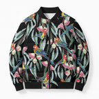 Eastern Rosella Australia Bomber Puffer Jacket Eucalyptus Blossom Seamless Style - Aussie Hoodie