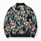 Eastern Rosella Australia Bomber Puffer Jacket Eucalyptus Blossom Seamless Style - Aussie Hoodie