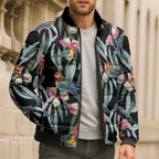 Eastern Rosella Australia Bomber Puffer Jacket Eucalyptus Blossom Seamless Style - Aussie Hoodie
