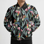 Eastern Rosella Australia Bomber Puffer Jacket Eucalyptus Blossom Seamless Style - Aussie Hoodie