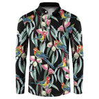 Eastern Rosella Australia Button Sweatshirt Eucalyptus Blossom Seamless Style - Aussie Hoodie