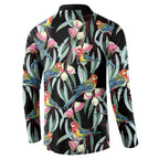 Eastern Rosella Australia Button Sweatshirt Eucalyptus Blossom Seamless Style - Aussie Hoodie