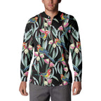 Eastern Rosella Australia Button Sweatshirt Eucalyptus Blossom Seamless Style - Aussie Hoodie