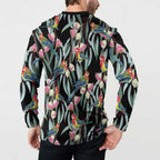 Eastern Rosella Australia Button Sweatshirt Eucalyptus Blossom Seamless Style - Aussie Hoodie